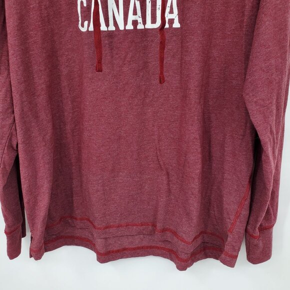 River Wear Elk Lake Canada Red Long Sleeved Hooded Shirt Size Large - Picture 9 of 9